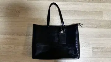 Bluffpop 가죽 토트백 소가죽 남녀 공용 블랙