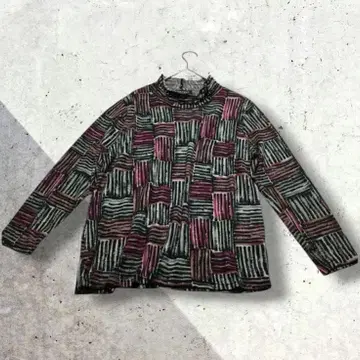 igachan 티셔츠 여성용 [M~L] 체크 무늬 긴팔 상의