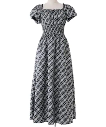 [택 포함 새상품] NICE CLAUP 셔링 반팔 원피스 체크 M