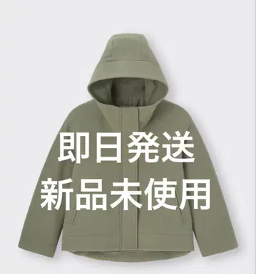 [ 미사용 새상품 ] GU 코지 멜톤 숏 후디 코트 올리브 그린