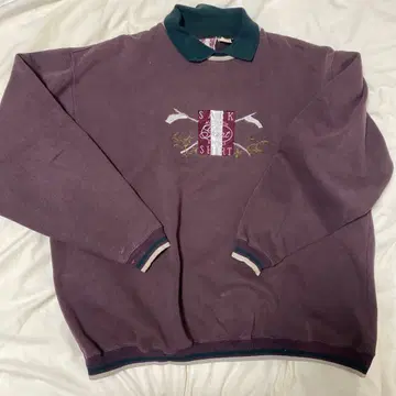 구제 의류 퍼플 긴팔 트레이닝복 카라 부착
