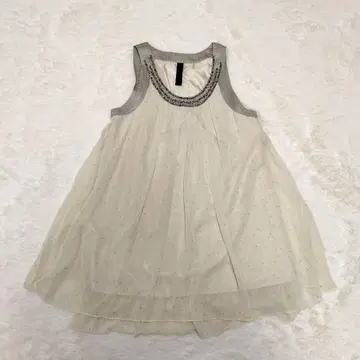 qualit 슬리브리스 튜닉 비즈 프릴 2차 모임 파티