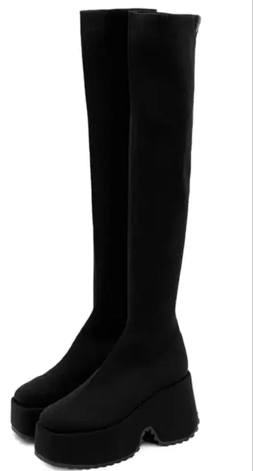 스트레치 니트 통굽 롱 부츠