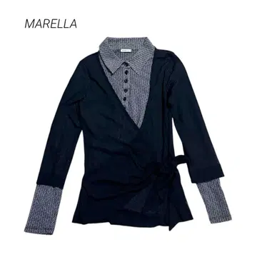 마레라 랩 스타일 상의 S 레이어드 블랙 리본 새상품급 a5k015