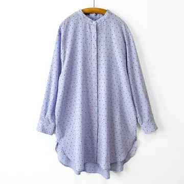 새상품급 스픽 앤 스팬 STAR 롱 셔츠 밴드 카라 별 블루