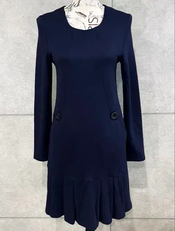 에스토니아 제 marimekko 울 혼방 긴팔 원피스 밑단 플리츠 S