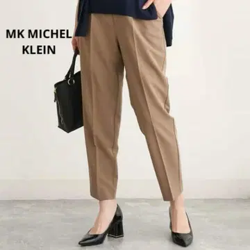 MK MICHEL KLEIN 드로스트 테이퍼드 팬츠 세탁 가능 모카 38