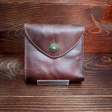 A33 아르헨티나 가죽 천연 가죽 지갑 스퀘어 컨초 3단 폴더형 브라운