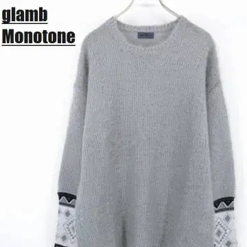 glamb 모노톤 오버 사이즈 니트 스웨터 네이티브 무늬