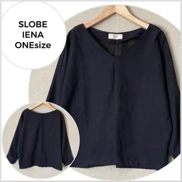 [ 새상품급 ] SLOBE IENA 피치 스킨 V넥 블라우스 네이비