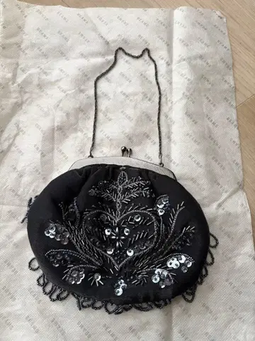 파티백 비즈 자수 클러치백 블랙