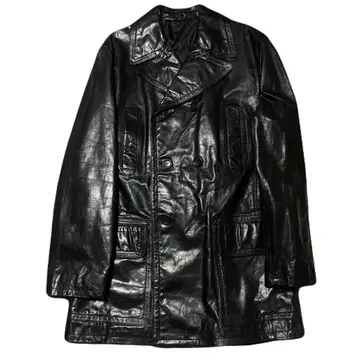 꼼사데모드 가죽 더블 브레스트 자켓 소가죽 블랙