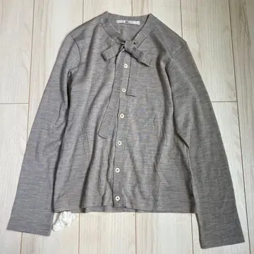 45r 보타이 리본 울 가디건 M 손세탁 가능 베이지 그레이 니트