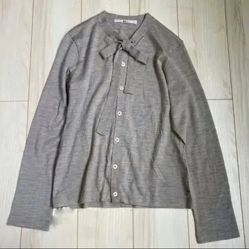 45r 보타이 리본 울 가디건 M 손세탁 가능 베이지 그레이 니트