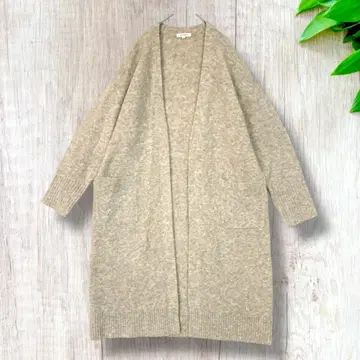 [ PLST ] 알파카 롱 가디건 M 베이지 니트 코트 따뜻한