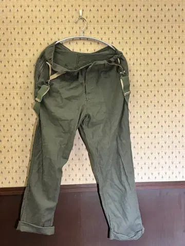 서스펜더 부착 워크 팬츠 46 사이즈 올리브