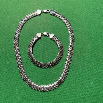 925 실버 체인 목걸이와 귀찌 세트