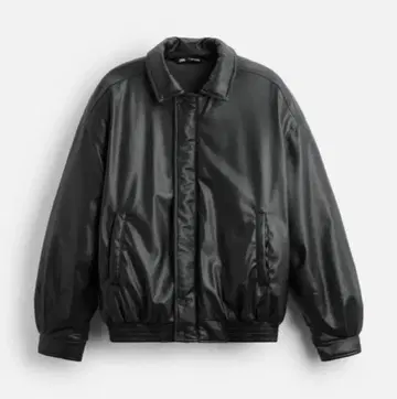 ZARA 블랙 레더 봄버 자켓 합성 피혁