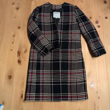 새상품급 Dessin 체크 무늬 롱 코트