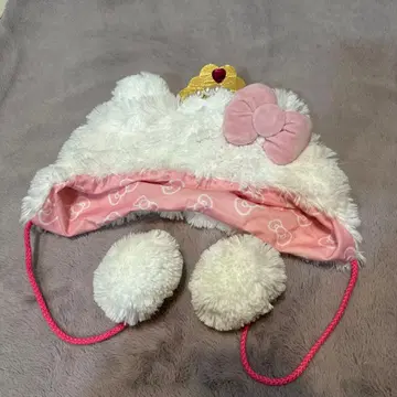 USJ 키티 왕관 리본 포함 화이트 모자