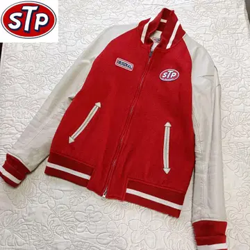 STP 소매 가죽 멜톤 바시티 자켓 M 아메카지 USA M