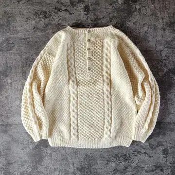 빈티지 헨리넥 핸드 니트