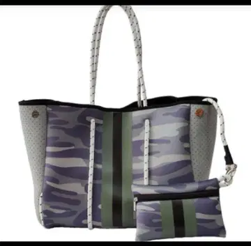카모 패턴 핸드백 대용량 파우치 포함