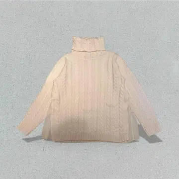 VINTAGE 케이블 니트 스웨터 L 아이보리 터틀넥 긴팔