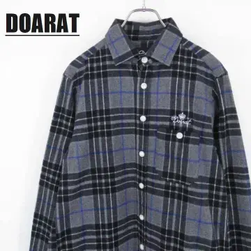 DOARAT 플란넬 셔츠 체크 무늬 롱 기장 M 사이즈 그레이