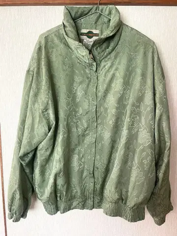 꽃무늬 올리브 그린 집업 자켓