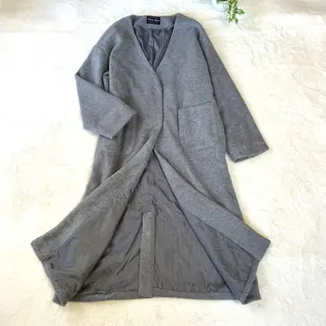 3L 빅 사이즈 Private Pause 노카라 롱 코트 그레이