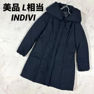 [ 새상품급 ] INDIVI 다운 코트 숄카라 롱 기장 네이비 L 상당