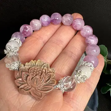 알라샨 마노 연꽃 핑크 퍼플 운모 팔찌