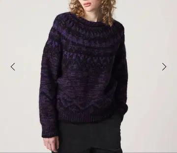 BATONER 보라색 니트 스웨터 024