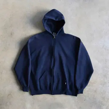 90s RUSSELL 러셀 지퍼 후드티 네이비 USA제 XXL 짧은 기장