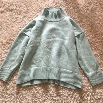 23구 캐시미어 울 하이넥 니트 LL 라이트 블루 두꺼운 원단