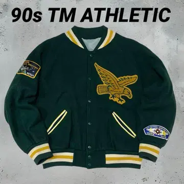 90s TM ATHLETIC USA제 다크 그린 울 바시티 자켓