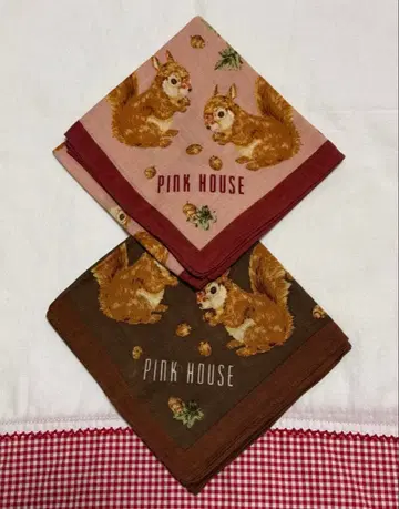 핑크하우스 다람쥐pt 손수건 2장 세트