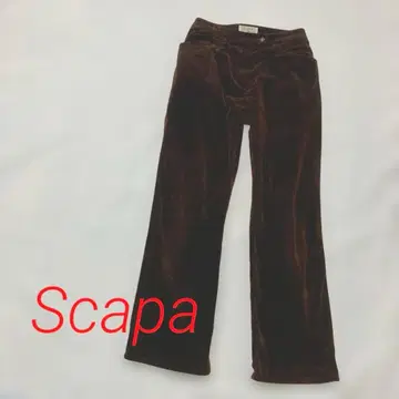Scapa 구 로고 코듀로이 팬츠 다크 브라운 스트레이트 포켓 부착