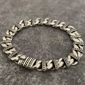 멕시칸 주얼리 실버 925 케이블 체인 팔찌 도트