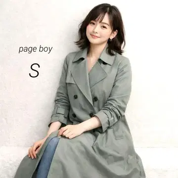 [택 포함] PAGEBOY 트렌치코트 S 그린 여성용 A라인