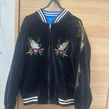 스카잔 자수 디자인 블랙 파랑