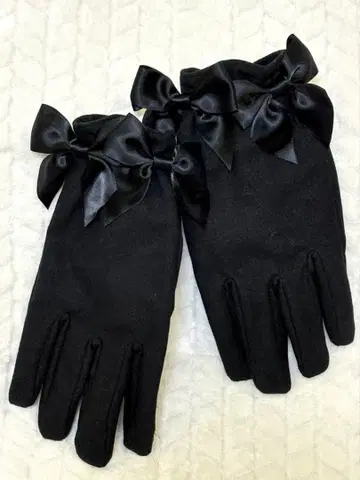Maison de FLEUR 장갑 블랙 리본 그로브 방한 블랙