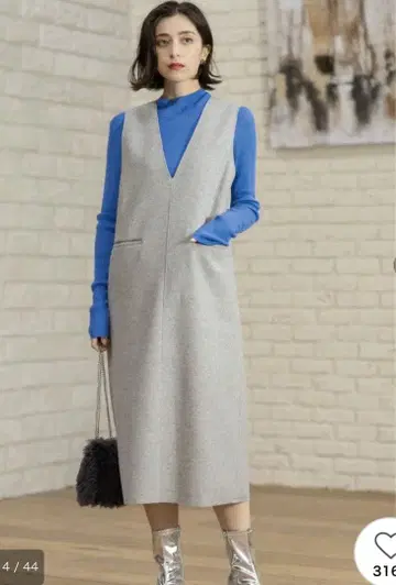 택 포함 새상품 울라이크 멜톤 점퍼 드레스 그레이 M 사이즈