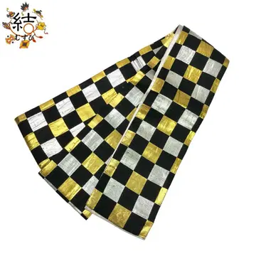 MO-3600 남성용 오비 체크 패턴 금은사 블랙 컬러