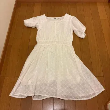 화이트 반팔 롱 원피스 K5-140