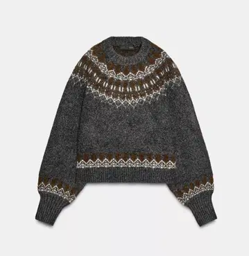 완판템 자카드 니트 스웨터 카본 그레이 ZARA 자라