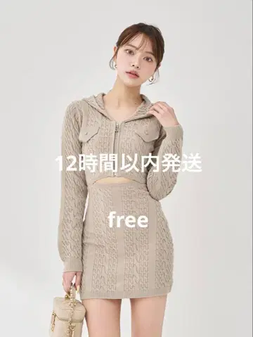 Darich 다리치 오픈 케이블 니트 미니 원피스 베이지 FREE