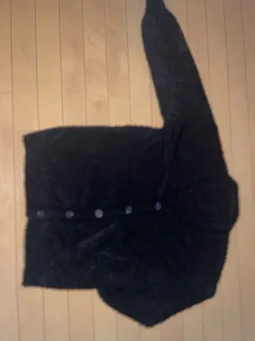 블랙 후와후와 긴팔 V넥 가디건