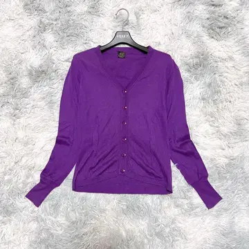 투모로우랜드 M 캐시미어 혼방 가디건 무지 퍼플 보라색 출퇴근용 겉옷